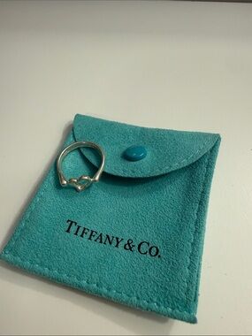 Tiffany & Co. Silver Heart Ring with Blue Pouch